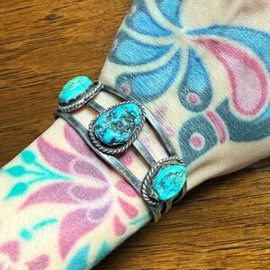 Raw Turquoise Sterling Cuff Bracelet